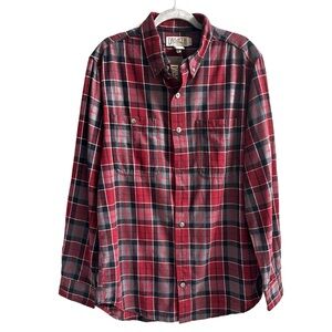 Duluth Trading Co Trim Fit Free Swinging' Flannel Shirt Red and Black Large Tall